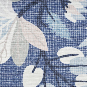 Homeroots 6' X 9' Blue And Off White Floral Power Loom Washable Non Skid Area Rug  Cotton Blend 533216