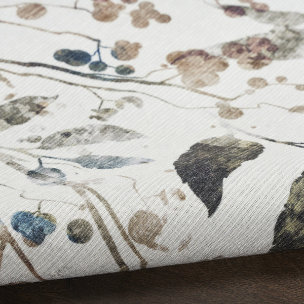 Homeroots 6' X 9' Ivory Green And Red Floral Power Loom Washable Non Skid Area Rug  Cotton Blend 533217