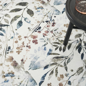 Homeroots 6' X 9' Ivory Green And Red Floral Power Loom Washable Non Skid Area Rug  Cotton Blend 533217