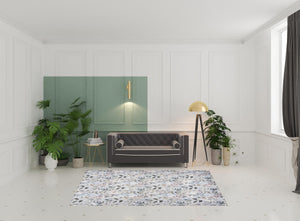 HomeRoots 6' Ivory Blue and Gray Floral Area Rug - Timeless Power Loom Design, Washable & Non-Skid for Comfort 6' X 9' 533218