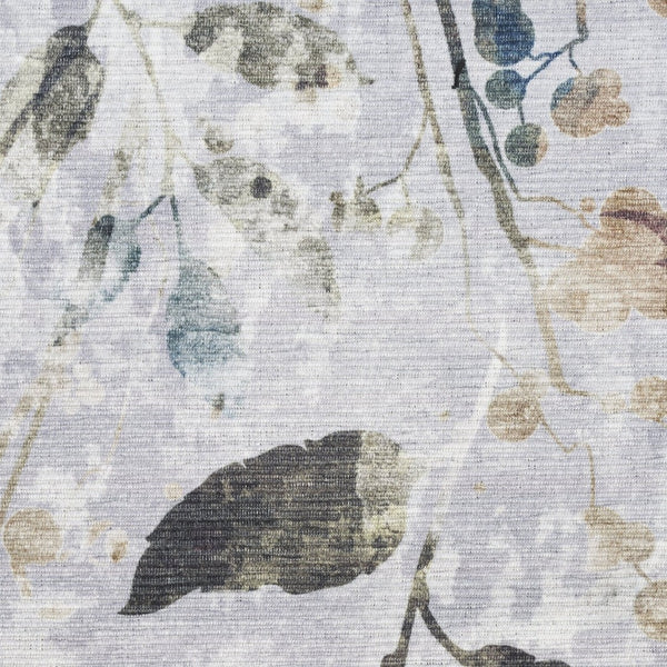 HomeRoots 6' Ivory Blue and Gray Floral Area Rug - Timeless Power Loom Design, Washable & Non-Skid for Comfort 6' X 9' 533218