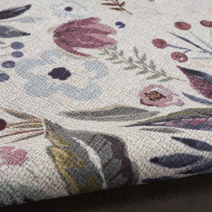 Homeroots 8' X 10' Ivory Pink And Green Floral Power Loom Washable Non Skid Area Rug  Cotton Blend 533227