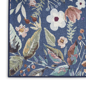 HomeRoots 6' Blue and Green Floral Area Rug - Machine Washable, Non-Skid, Power Loomed for Lasting Beauty 8' X 10' 533228
