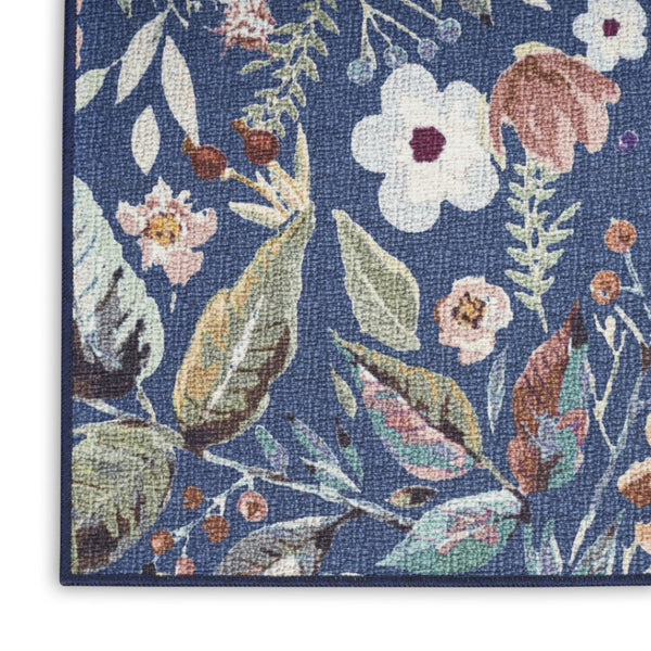 HomeRoots 6' Blue and Green Floral Area Rug - Machine Washable, Non-Skid, Power Loomed for Lasting Beauty 8' X 10' 533228