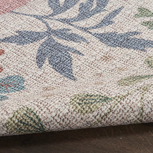 HomeRoots 6' Elegant Ivory Green and Red Floral Power Loom Area Rug - Washable, Non-Skid, and Stylish! 8' X 10' 533230