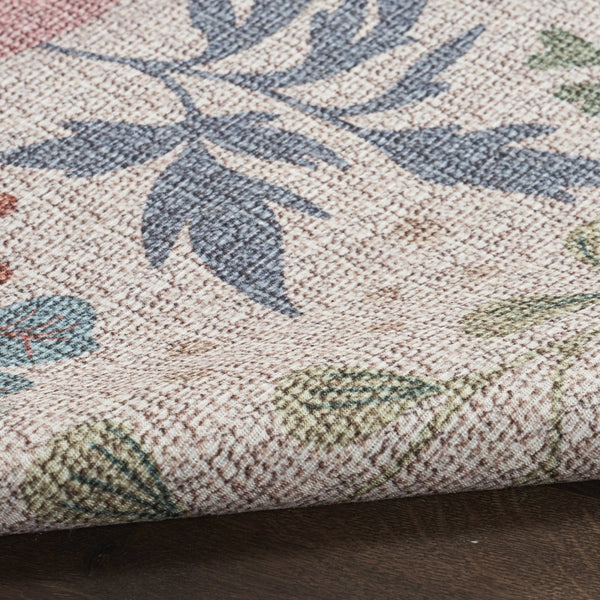 HomeRoots 6' Elegant Ivory Green and Red Floral Power Loom Area Rug - Washable, Non-Skid, and Stylish! 8' X 10' 533230