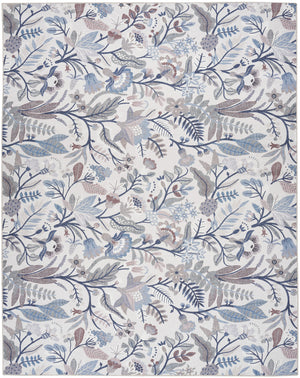 Homeroots 8' X 10' Ivory Green And Red Floral Power Loom Washable Non Skid Area Rug  Cotton Blend 533231