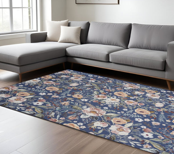HomeRoots 9' Floral Distressed Washable Area Rug – Charming Blue, Pink, and Green Design for Any Space 9' X 12' 533236