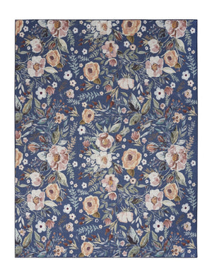 HomeRoots 9' Floral Distressed Washable Area Rug – Charming Blue, Pink, and Green Design for Any Space 9' X 12' 533236