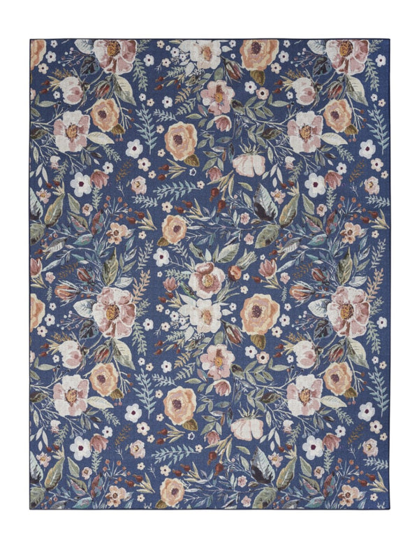HomeRoots 9' Floral Distressed Washable Area Rug – Charming Blue, Pink, and Green Design for Any Space 9' X 12' 533236