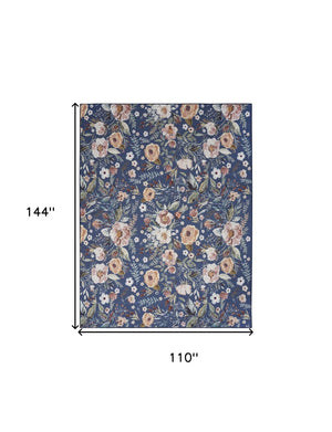 HomeRoots 9' Floral Distressed Washable Area Rug – Charming Blue, Pink, and Green Design for Any Space 9' X 12' 533236