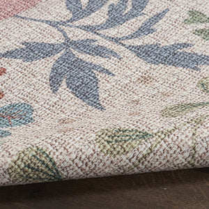 HomeRoots 9' Elegant Floral Area Rug in Cream, Pink, and Green – Washable Design for Easy Care & Style 9' X 12' 533238