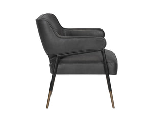 Sunpan Derome Mid-century Lounge Chair In Bravo Portabella Faux Leather With Sculpted Design & Gold Accents Grey Faux Leather 107316