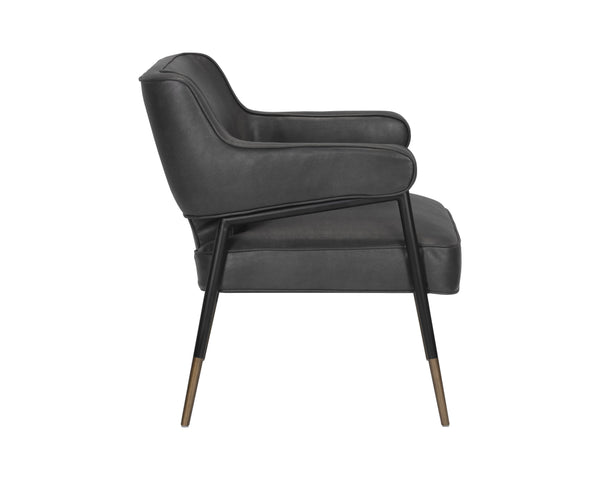 Sunpan Derome Mid-century Lounge Chair In Bravo Portabella Faux Leather With Sculpted Design & Gold Accents Grey Faux Leather 107316