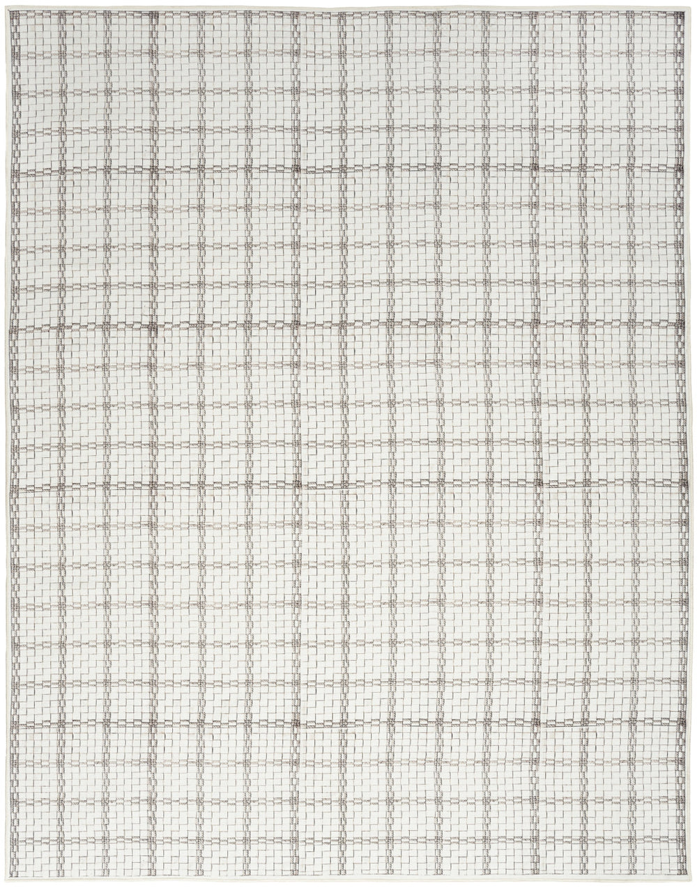 Homeroots 5' X 7' Ivory And Gray Geometric Power Loom Washable Non Skid Area Rug  Cotton Blend 533246