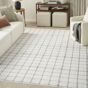 Homeroots 5' X 7' Ivory And Gray Geometric Power Loom Washable Non Skid Area Rug  Cotton Blend 533246