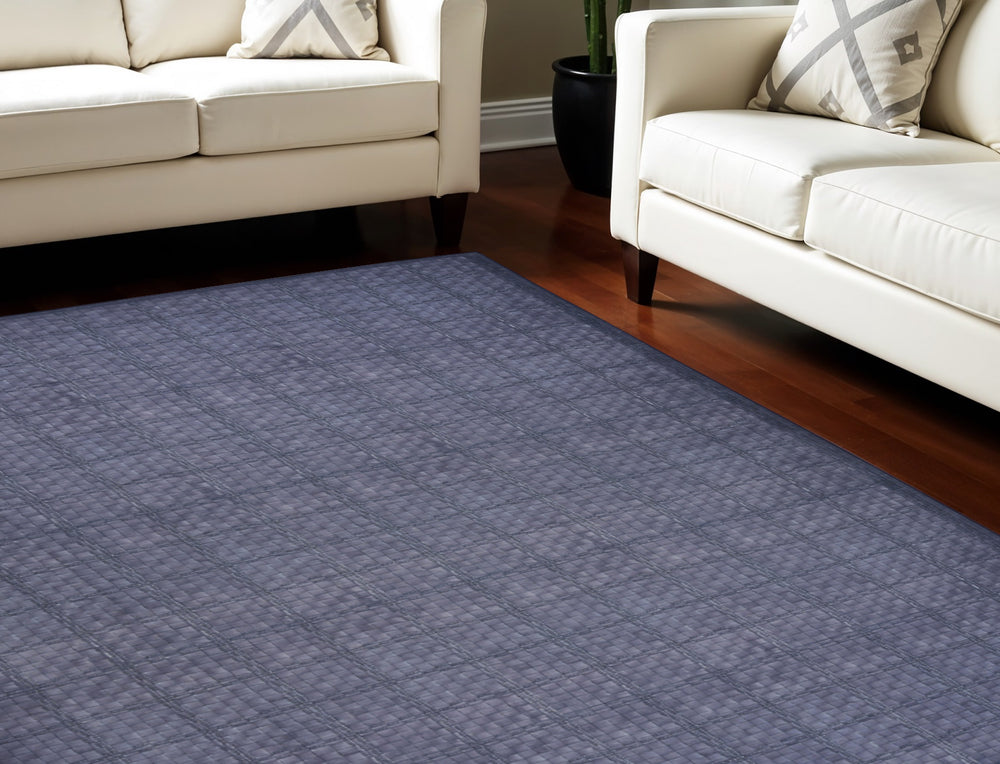 Homeroots 5' X 7' Blue And Gray Geometric Power Loom Washable Non Skid Area Rug  Cotton Blend 533247