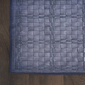 Homeroots 5' X 7' Blue And Gray Geometric Power Loom Washable Non Skid Area Rug  Cotton Blend 533247