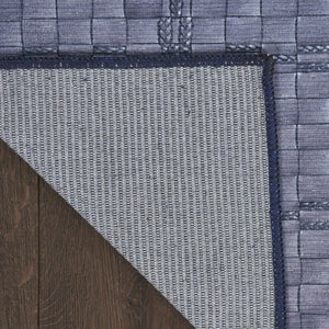 Homeroots 5' X 7' Blue And Gray Geometric Power Loom Washable Non Skid Area Rug  Cotton Blend 533247