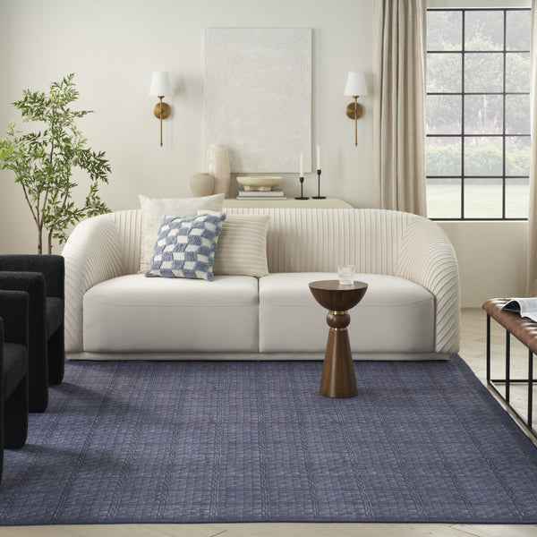 Homeroots 5' X 7' Blue And Gray Geometric Power Loom Washable Non Skid Area Rug  Cotton Blend 533247