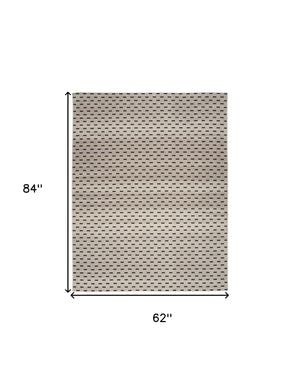 Homeroots 5' X 7' Ivory And Brown Geometric Power Loom Washable Non Skid Area Rug  Cotton Blend 533248