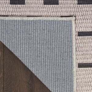 Homeroots 5' X 7' Ivory And Brown Geometric Power Loom Washable Non Skid Area Rug  Cotton Blend 533248