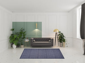 Homeroots 6' X 9' Blue And Gray Geometric Power Loom Washable Non Skid Area Rug  Cotton Blend 533250