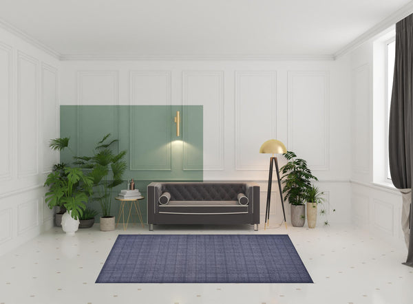 Homeroots 6' X 9' Blue And Gray Geometric Power Loom Washable Non Skid Area Rug  Cotton Blend 533250