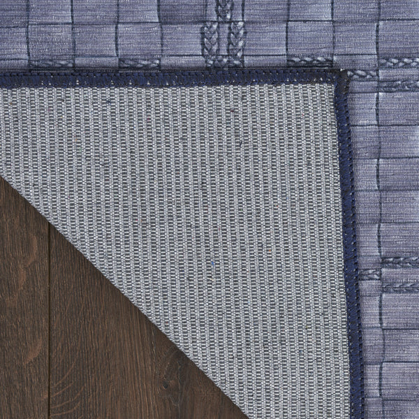 Homeroots 6' X 9' Blue And Gray Geometric Power Loom Washable Non Skid Area Rug  Cotton Blend 533250