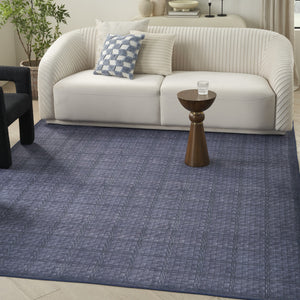 Homeroots 6' X 9' Blue And Gray Geometric Power Loom Washable Non Skid Area Rug  Cotton Blend 533250