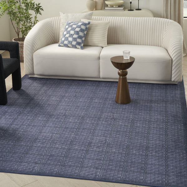 Homeroots 6' X 9' Blue And Gray Geometric Power Loom Washable Non Skid Area Rug  Cotton Blend 533250