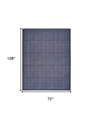 Homeroots 6' X 9' Blue And Gray Geometric Power Loom Washable Non Skid Area Rug  Cotton Blend 533250