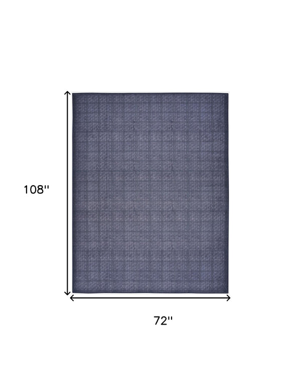 Homeroots 6' X 9' Blue And Gray Geometric Power Loom Washable Non Skid Area Rug  Cotton Blend 533250