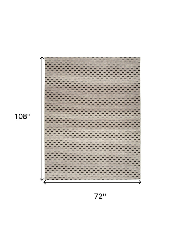 Homeroots 6' X 9' Ivory And Brown Geometric Power Loom Washable Non Skid Area Rug  Cotton Blend 533251