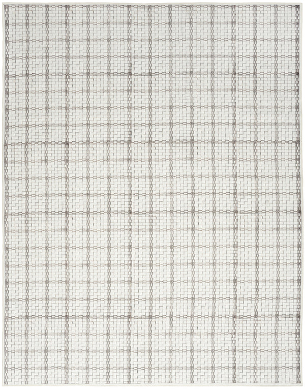 Homeroots 8' X 10' Ivory And Gray Geometric Power Loom Washable Non Skid Area Rug  Cotton Blend 533255