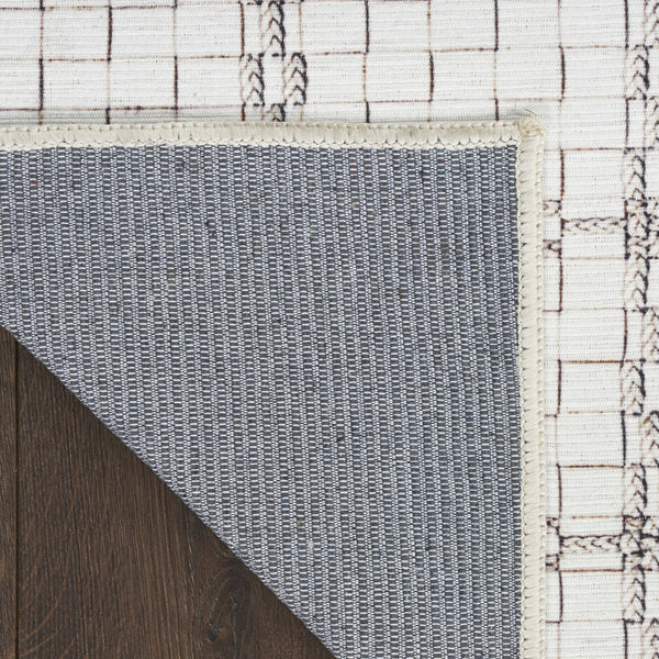 Homeroots 8' X 10' Ivory And Gray Geometric Power Loom Washable Non Skid Area Rug  Cotton Blend 533255