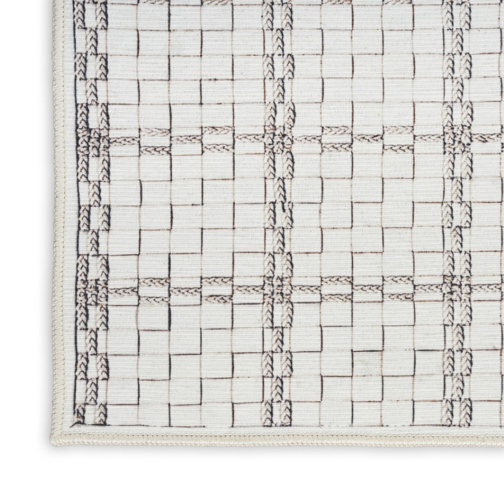 HomeRoots 8' Elegant Ivory and Gray Geometric Area Rug - Washable, Non-Skid, Modern Design for Any Room 8' X 10' 533255