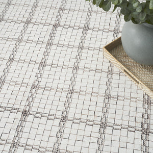 Homeroots 8' X 10' Ivory And Gray Geometric Power Loom Washable Non Skid Area Rug  Cotton Blend 533255