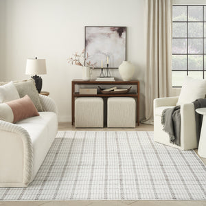 Homeroots 8' X 10' Ivory And Gray Geometric Power Loom Washable Non Skid Area Rug  Cotton Blend 533255
