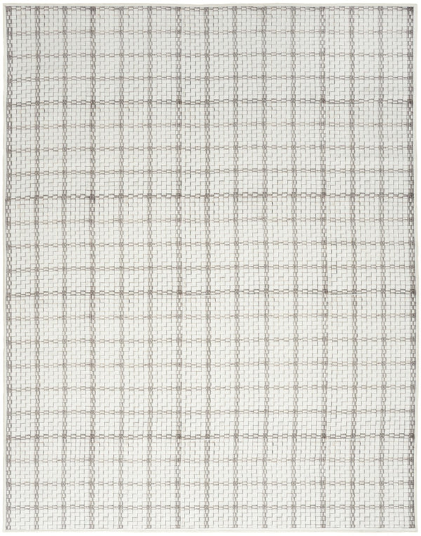 HomeRoots 8' Elegant Ivory and Gray Geometric Area Rug - Washable, Non-Skid, Modern Design for Any Room 8' X 10' 533255