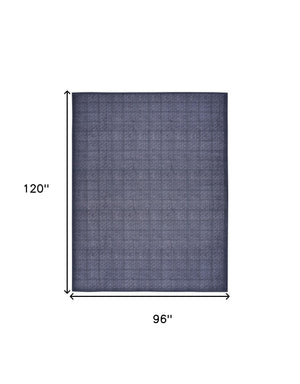 Homeroots 8' X 10' Blue And Gray Geometric Power Loom Washable Non Skid Area Rug  Cotton Blend 533256