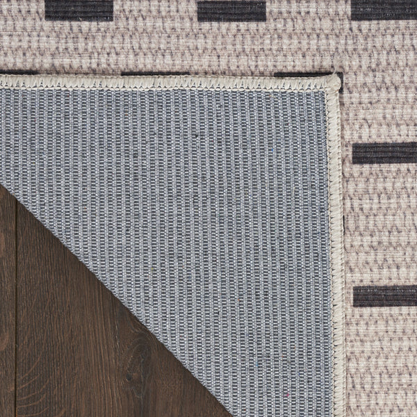 Homeroots 8' X 10' Black And Ivory Abstract Power Loom Washable Non Skid Area Rug  Cotton Blend 533257