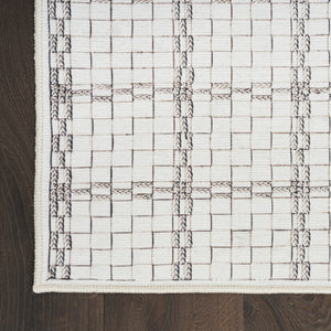 HomeRoots 9' Gray and Ivory Geometric Area Rug - Durable, Washable, Non-Skid Design for Modern Spaces 9' X 12' 533258