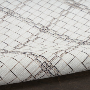 Homeroots 9' X 12' Gray And Ivory Geometric Power Loom Washable Non Skid Area Rug  Cotton Blend 533258