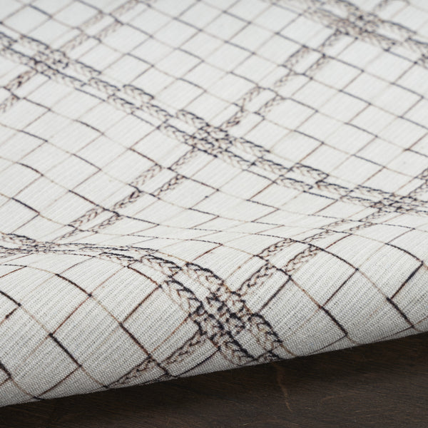 Homeroots 9' X 12' Gray And Ivory Geometric Power Loom Washable Non Skid Area Rug  Cotton Blend 533258