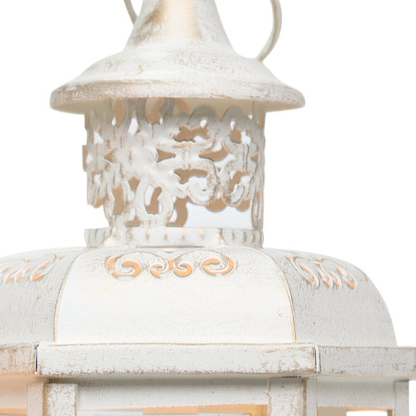 Homeroots Set Of Two Elegant White And Gold Glass Lantern Candle Holders For Stylish Home Decor Accents   533261