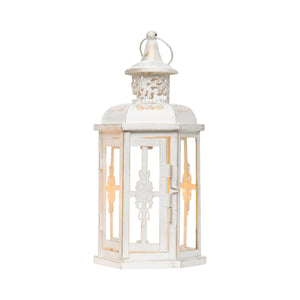 Homeroots Set Of Two Elegant White And Gold Glass Lantern Candle Holders For Stylish Home Decor Accents   533261