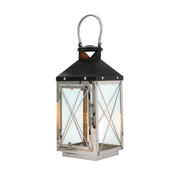 Homeroots Set Of Two Elegant Black And Silver Geometric Floor Lantern Candle Holders For Stylish Décor   533262