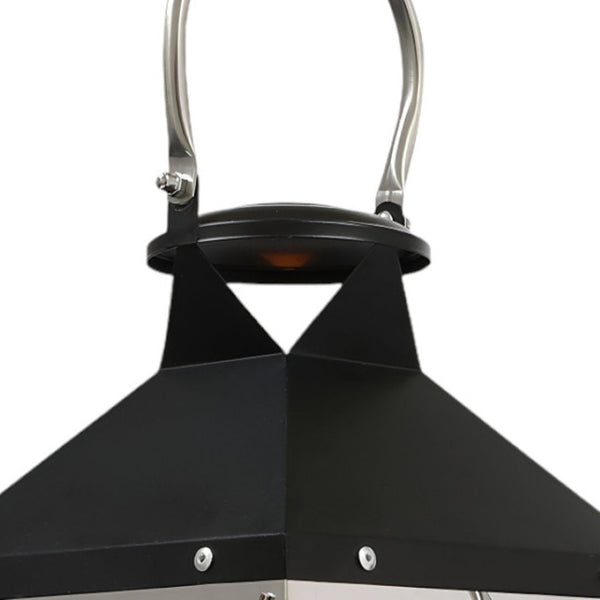 Homeroots Set Of Two Elegant Black And Silver Geometric Floor Lantern Candle Holders For Stylish Décor   533262