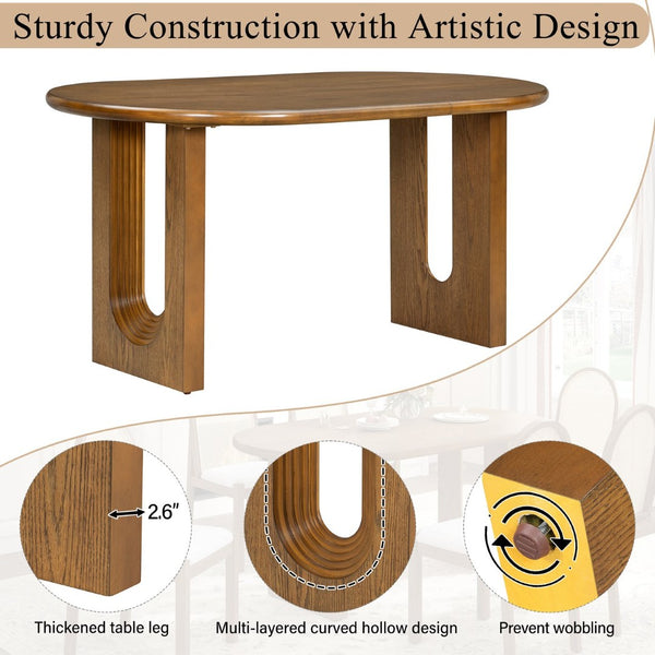English Elm Trexm Farmhouse Oval Dining Set Seats Six with Rattan Back Chairs Oak Veneer Table Beige,Light Brown ST000157AAP